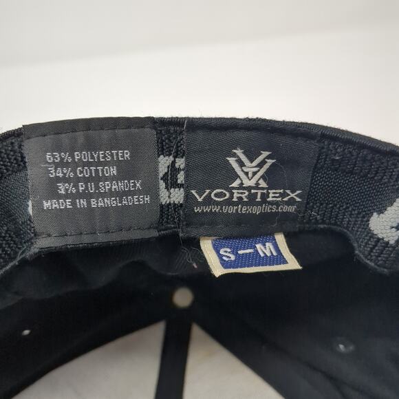 Vortex Fitted Baseball Cap Black Medium Lightweight Embroidered Flexfit 6 Panel - Picture 9 of 9